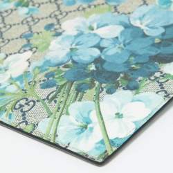 Gucci Blue/Beige GG Supreme Canvas Blooms Zip Pouch