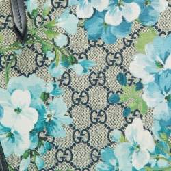 Gucci Blue/Beige GG Supreme Canvas Blooms Zip Pouch
