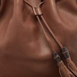 Pre Owned Gucci Dark Brown Leather Lady Tassel Hobo