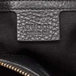 Pre Owned Gucci Black Leather Medium Bamboo Shopper Tote