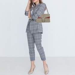 Pre Owned Gucci Beige/Red GG SupremeCanvas and Suede Small Dionysus Shoulder Bag