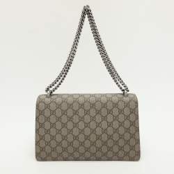 Pre Owned Gucci Beige/Red GG SupremeCanvas and Suede Small Dionysus Shoulder Bag