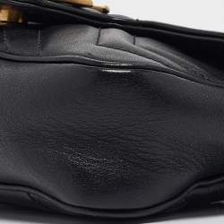 Pre Owned Gucci Black Matelassé Leather Super Mini GG Marmont Shoulder Bag