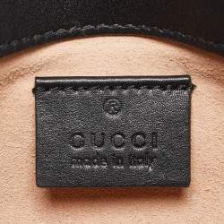 Pre Owned Gucci Black Matelassé Leather Super Mini GG Marmont Shoulder Bag