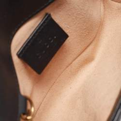 Pre Owned Gucci Black Matelassé Leather Super Mini GG Marmont Shoulder Bag