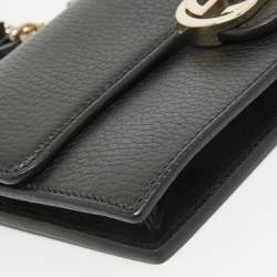 Gucci Black Leather Leather Interlocking G Wallet On Chain