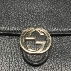 Gucci Black Leather Leather Interlocking G Wallet On Chain