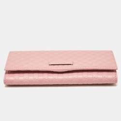 Gucci Pink Microguccissima Leather Flap Continental Wallet