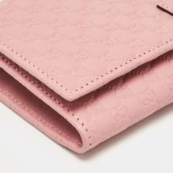 Gucci Pink Microguccissima Leather Flap Continental Wallet