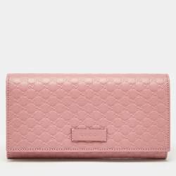 Gucci Pink Microguccissima Leather Flap Continental Wallet