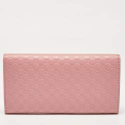 Gucci Pink Microguccissima Leather Flap Continental Wallet