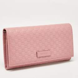 Gucci Pink Microguccissima Leather Flap Continental Wallet