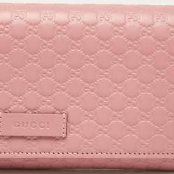 Gucci Pink Microguccissima Leather Flap Continental Wallet