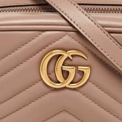 Gucci Dusty Pink Leather GG Marmont Mini Shoulder Bag