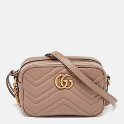 Gucci Dusty Pink Leather GG Marmont Mini Shoulder Bag