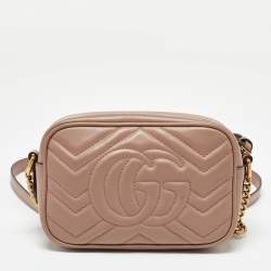 Gucci Dusty Pink Leather GG Marmont Mini Shoulder Bag