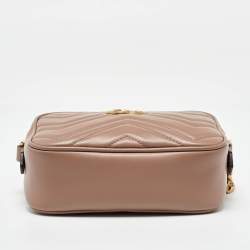 Gucci Dusty Pink Leather GG Marmont Mini Shoulder Bag