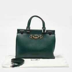 Gucci Green Zumi Leather Medium Top Handle Bag