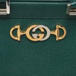 Gucci Green Zumi Leather Medium Top Handle Bag