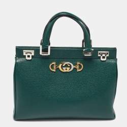 Gucci Green Zumi Leather Medium Top Handle Bag