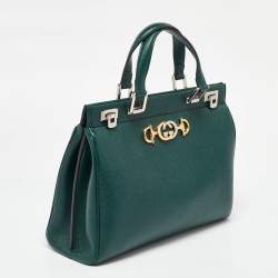 Gucci Green Zumi Leather Medium Top Handle Bag