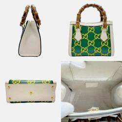 Gucci Ivory x Green Yellow Leather Shoulder Bag