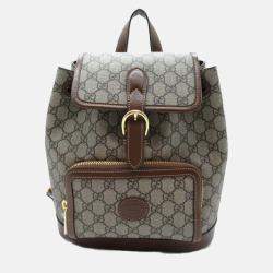 Gucci Beige Brown Canvas GG Supreme Backpack