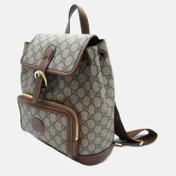 Gucci Beige Brown Canvas GG Supreme Backpack