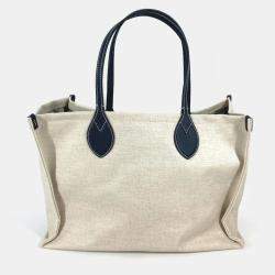 Pre Owned Gucci Beige x Black Dark Navy Tote Bag