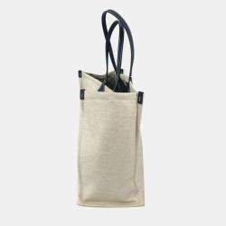 Pre Owned Gucci Beige x Black Dark Navy Tote Bag