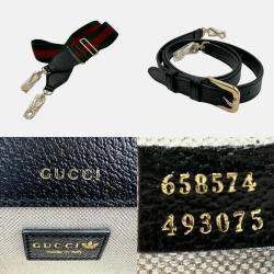 Gucci x Adidas Black White Gold Leather Shoulder Bag