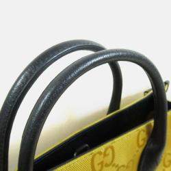 Gucci Yellow Black Leather Nylon GG Off the Grid Long Bag