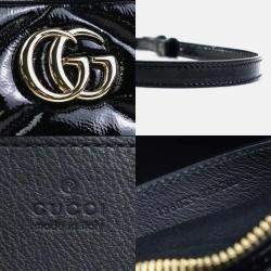Gucci Black Patent Leather GG Marmont Shoulder Bag
