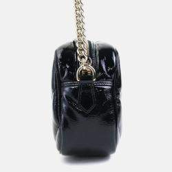 Gucci Black Patent Leather GG Marmont Shoulder Bag