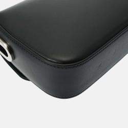 Gucci Black Leather Double G Shoulder Bag