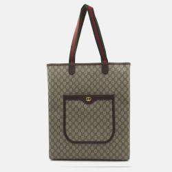 Gucci Beige Brown PVC coated canvas GG Supreme Tote Bag