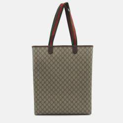 Gucci Beige Brown PVC coated canvas GG Supreme Tote Bag