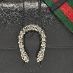 Gucci Black Leather Medium Dionysus Bamboo Top Handle Bag