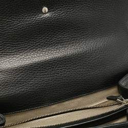 Gucci Black Leather Medium Dionysus Bamboo Top Handle Bag