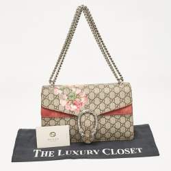 Pre Owned حقيبة كتف غوتشي ديونيسوس سويدي وكانفاس جي جي سوبريم بيج صغيرة