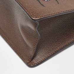 Gucci Brown Leather Medium Bamboo Web Falena Top Handle Bag