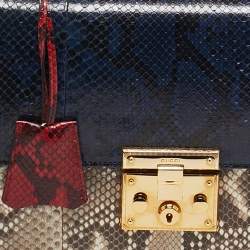 Pre Owned Gucci Tricolor Python Medium Padlock Shoulder Bag