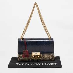 Pre Owned Gucci Tricolor Python Medium Padlock Shoulder Bag