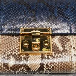 Pre Owned Gucci Tricolor Python Medium Padlock Shoulder Bag