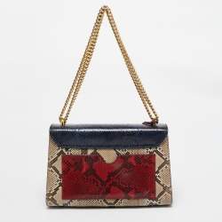 Pre Owned Gucci Tricolor Python Medium Padlock Shoulder Bag