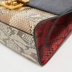 Pre Owned Gucci Tricolor Python Medium Padlock Shoulder Bag