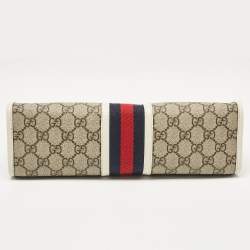 Pre Owned Gucci White/Beige GG Supreme Canvas Ophidia Pouch