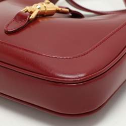 Pre Owned Gucci Red Leather Jackie 1961 Shoulder Bag