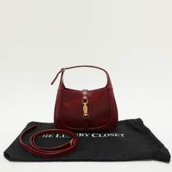Pre Owned Gucci Red Leather Jackie 1961 Shoulder Bag