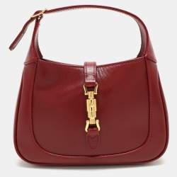 Pre Owned Gucci Red Leather Jackie 1961 Shoulder Bag